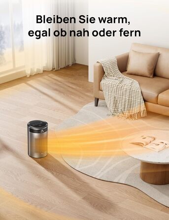 Електричний обігрівач DREO Keramik Heater 416, 1500W, для спальні, з захистом від перегріву та перекидання, термостатом, дитячим замком, енергозберігаючий, тихий, з таймером на 12 годин, кілька режимів, чорний
