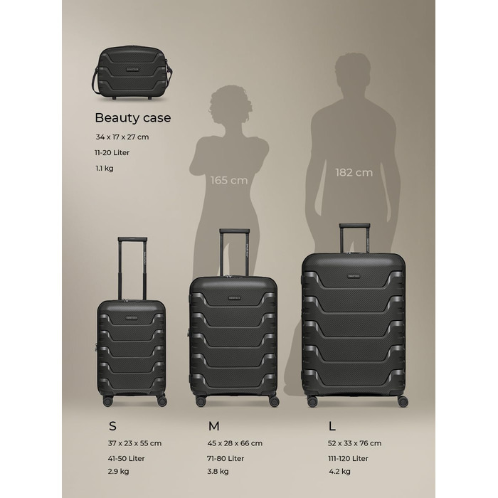 Набір валіз Smartbox Hartschalen 3 шт. | Розширюваний, з TSA-замком, з поліпропілену | Чорний | Для жінок та чоловіків (Edition 01)