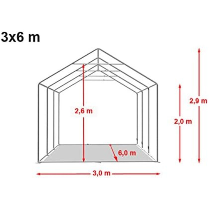 Намет для вечірок TOOLPORT 3x6 м, вогнестійкий, преміум-якість, сіро-білий, 100% водонепроникний з підлогою