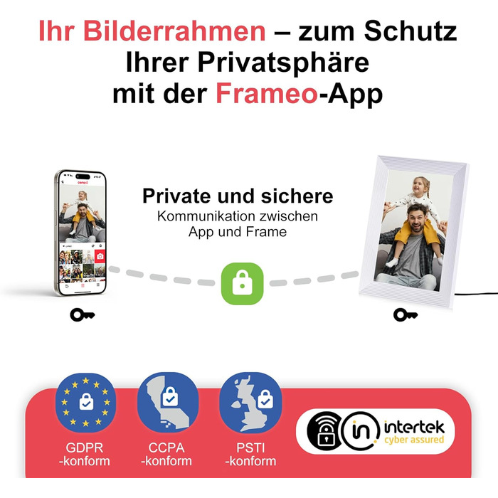 Цифровий фоторамка Frameo 15.6 дюймів, 32 GB, FHD IPS сенсорний екран, Wi-Fi, чорно-білий