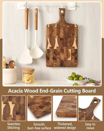 Обрізні дошки XINZUO з акації (35x25x2.6 см) - дерев'яне кухонне рішення з антиковзаючими ніжками та зручним ручним захватом