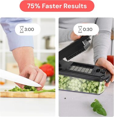 Набір для нарізки овочів та фруктів 9-в-1 (чорний) – нарізач, спіралізатор, тертка для овочів та фруктів