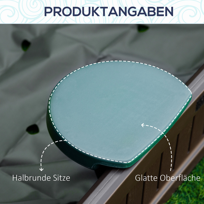 Сонячна пісочниця своїми руками з 3 місцями, HDPE, брезент, для дітей 3-12 років, Ø120x21см, коричневий, ідеально підходить для саду