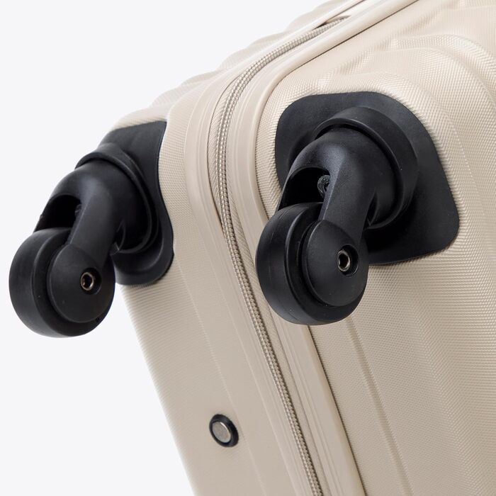 Набір валізWITTCHEN 3 в 1: велика, середня та маленька валіза на колесах з ABS-пластику, з кодовим замком, Groove Line (Бежевий)