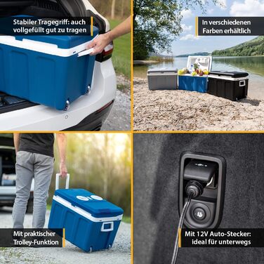 Термобокс електричний First Austria 45L 12V/230V для авто та мережі, чорний. Міні-холодильник з колесами для кемпінгу, подорожей, фестивалів. Охолоджує та гріє.