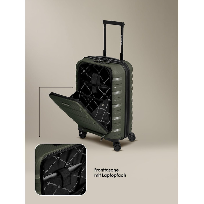 Набір валіз Smartbox Hartschalen 3 шт. | Розширювані, з TSA-замком, з відділенням для ноутбука | Olive (Оливковий), S (55 см)
