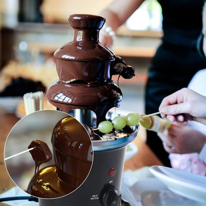 Шоколадний фонтан з нержавіючої сталі з функцією плавлення | 3-рівневий шоколадний фонтан для вечірок та фондю | 500 мл для рідкої шоколадної маси | Шоколадний фонтан для свят та заходів