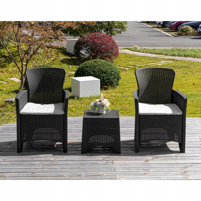 Комплект садових меблів 3в1: столик та 2 крісла з ротанга для тераси та саду, сучасний стиль