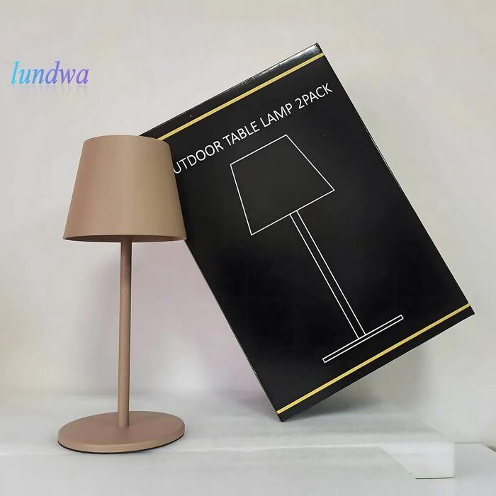 LED настільна лампа Lundwa на акумуляторі 26 см, 5000 мАг, 3W, 3000K, IP54, для кемпінгу, ресторану, спальні, бару (1 шт.)