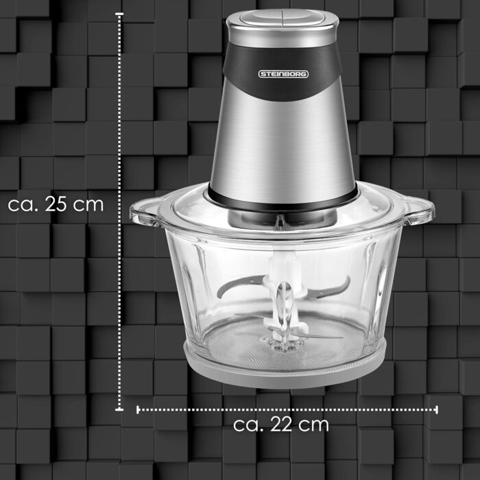 Електричний подрібнювач потужний Multizerkleinerer Blitzhacker 500W 1.8л зі скляною чашею - універсальний кухонний комбайн для приготування дитячого харчування, горіхів, овочів, фруктів та м'яса