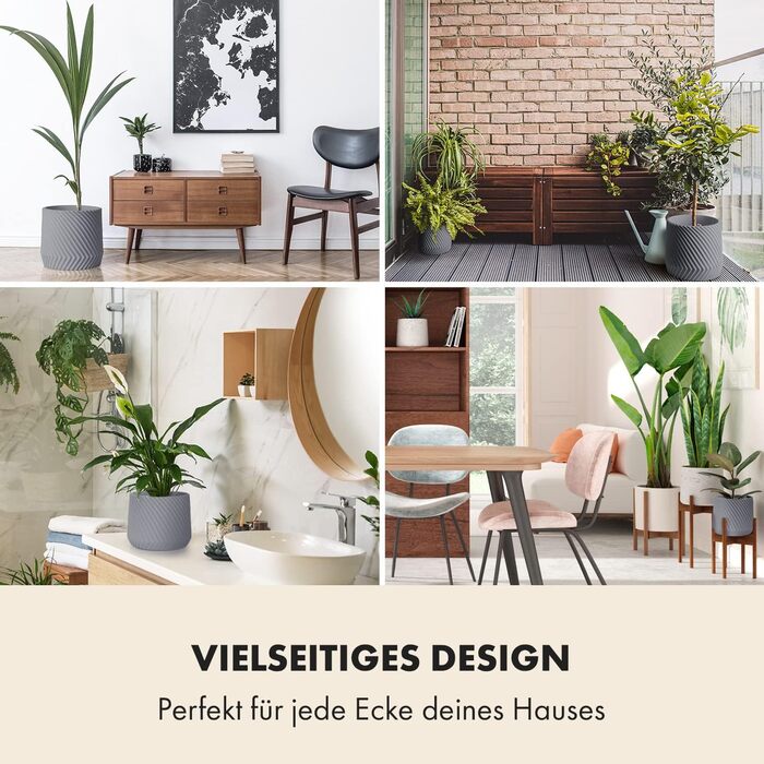 Квітчар Fox & Fern Großer: великий горщик для квітів з полістиролу (30,5 см) з 3D-текстурою та дренажним отвором, для дому та бетону