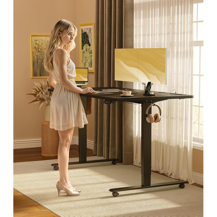 Регульований стіл OffiGo 180 см, електричний з USB, standing desk з пам'яттю, для офісу та дому, білий (180 x 70 x 72 см)