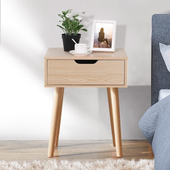 Приліжкові тумбочки Yaheetech (2 шт) з ящиком, світло-коричневий дуб