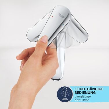 Змішувач для умивальника GROHE StartEdge, економічний, з холодною водою в середній позиції, 15 см, з поп-ап зливом, інструмент 3-в-1, проста установка (хром, XL, Push-Open)