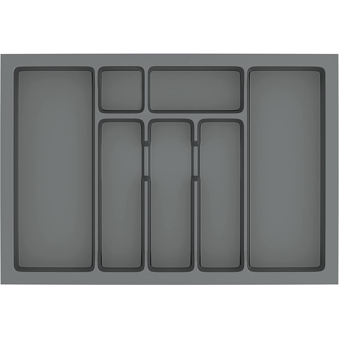 Вставка для столових приладів sossai Divio для висувних ящиків 30 см / ширина 23 см x Глибина 43 см обрізна / з 4 відділеннями / Колір антрацит / Система розташування ящиків для столових приладів (63 x 43 см - 7 відділень)