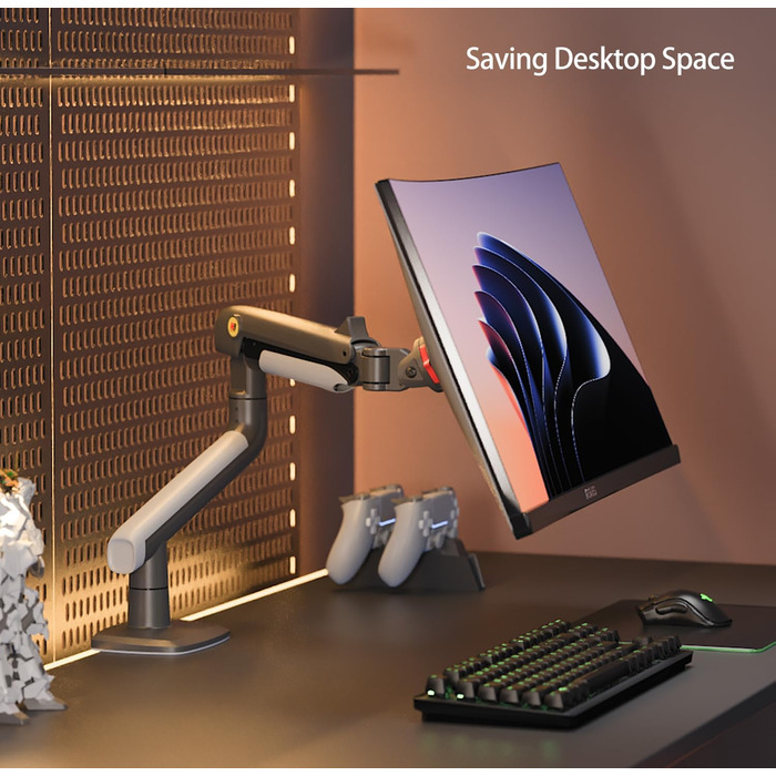 Кріплення для монітора NB Ergonomic Gaming, для широких моніторів 27-50 дюймів, навантаження до 18 кг, VESA 75/100 мм, Gun Black