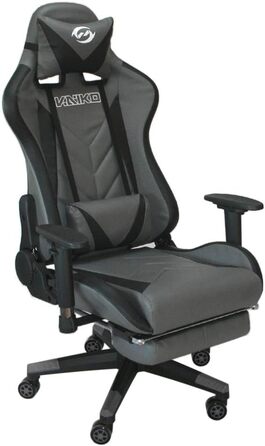 Офісне крісло Vaiko Gaming Race Chair з підставкою для ніг (сіро-чорний)