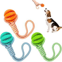 М'яч для собак Vegena, 3 шт. М'яч для метання з мотузками, 6 см, натуральний каучук, догляд за зубами для собак