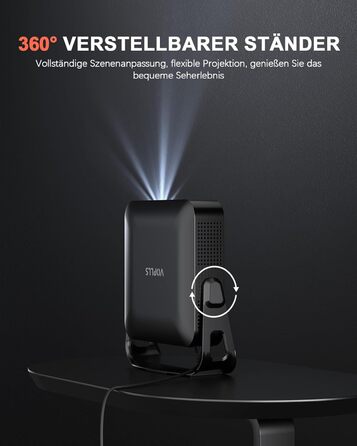 Портативний проєктор Mini Beamer 1080P Full HD 23000L з автофокусом, корекцією трапеції, WiFi6, Bluetooth та 4K підтримкою. Ідеальний для домашнього кінотеатру та підключення до телефону. 360° обертання, без додаткових додатків.