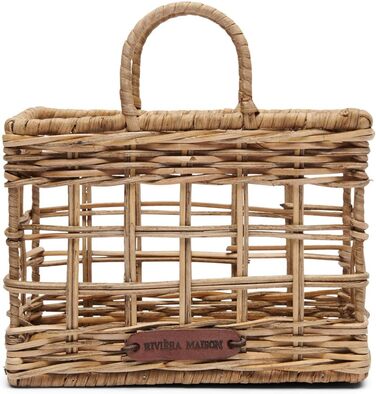 Серветниця Riviera Maison Стояча сумка з ротанга Кухня, обідній стіл, коробка для серветок - Рустикальний ротанговий мішок Тримач для серветок - Коричневий - Ротанг Пітрит - (ДхШхВ) 9,5x18x34