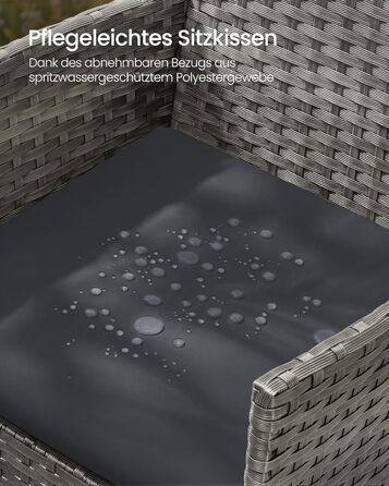 Набір садових меблів SONGMICS 4-х місний, з PE-ратан, для тераси та балкону, сірий (GGF004TZ01)