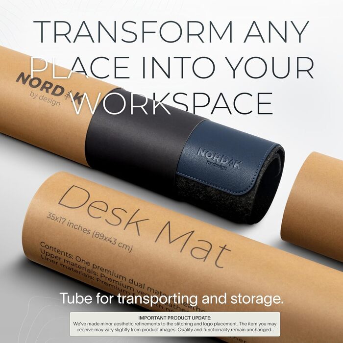Кілимок для столу Nordik з екошкіри та фетру, великий підкладник під мишу та органайзер для кабелів (Sattelbraun, 89,9 x 43,2 см) — преміум аксесуар для домашнього офісу