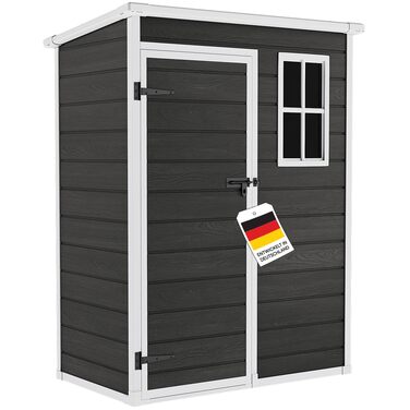 Сарай садовий STEELSØN Novara 192x92x151 см - пластиковий, з вікном, під дерево, дах похилий, темно-сірий, вологостійкий