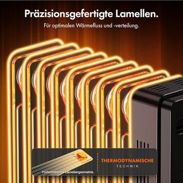 Масляний радіатор VonHaus 2.5 кВт з термостатом (білий, чорний, 9 ребер)