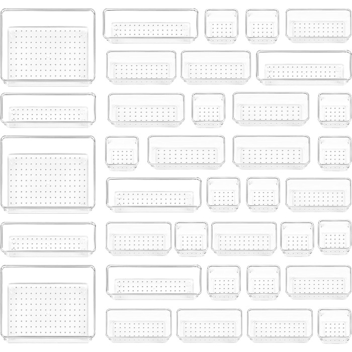Органайзер для ящиків CLUHERTVY, 4 розміри, прозорий пластик, для туалетного столика, ванної кімнати, кухні, офісу, шафи
