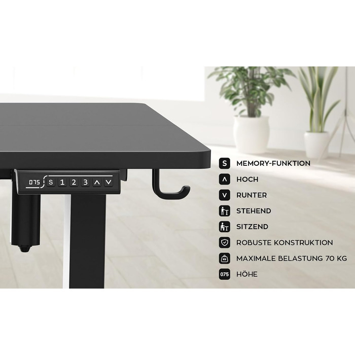 Стіл письмовий регульований по висоті MARK ADLER Leader 7.4 White, 140x70 см, білий, з пам'яттю, сенсорним керуванням, кабелепроводом, тримачем для навушників та напоїв