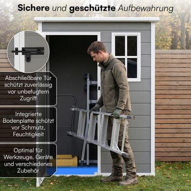 Сарай садовий Steelsøn Novara з вікном та похилим дахом 192x92x151 см - пластиковий, сірий, вологостійкий