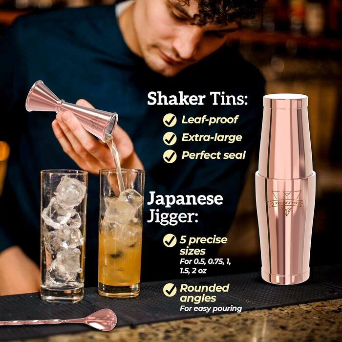 Набір бармена Elite Mixology: Шейкер Boston 20 предметів з підставкою, з нержавіючої сталі. Комплект для приготування коктейлів, барменський аксесуар, рецепти в подарунок