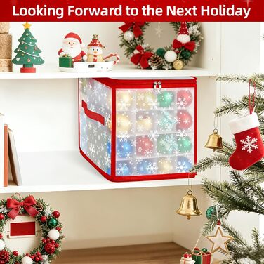 Коробка для зберігання новорічних кулі - 2 шт, 128 відділень по 7 см, водонепроникна, знімні піддони, для прикрас на ялинку (30x30x30 см)