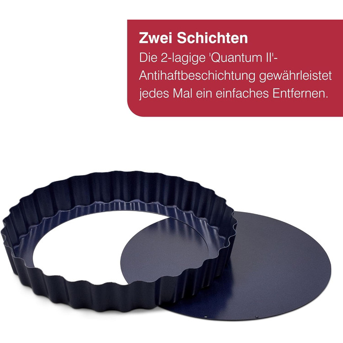 Форма для випічки Zyliss E980194 Springform, з антипригарним покриттям, з вуглецевої сталі, темно-синього кольору, з плоскою основою, 25 см