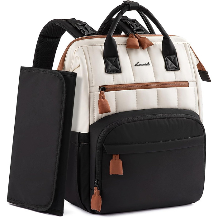 LOVEVOOK Рюкзак-переноска для малюків, рюкзак для пеленання, сумка для підгузків LOVEVOOK, водонепроникна дитяча сумка, органайзер, ремені для дитячої коляски (M, чорно-бежево-коричневий)