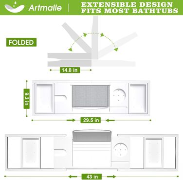 Підставка для ванни Artmalle, складаний столик з бамбука з тримачем для книги та келиха, мильниця в подарунок, для спа-салонів та читання