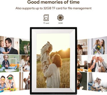Цифровий фоторамка Aorpdd з Wi-Fi, 10.1 дюйма, HD IPS, сенсорний екран, 32GB, автоматичне обертання, Frameo App, чорний
