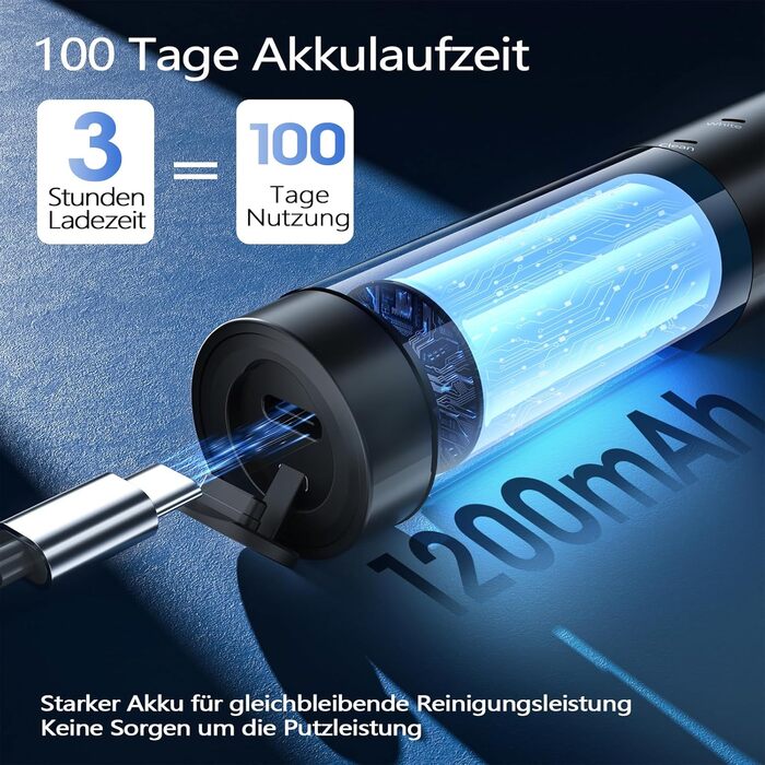 Електрична звукова зубна щітка з 4 насадками та 5 режимами, 50000 VPM, IPX7, таймер 2 хвилини, чорна