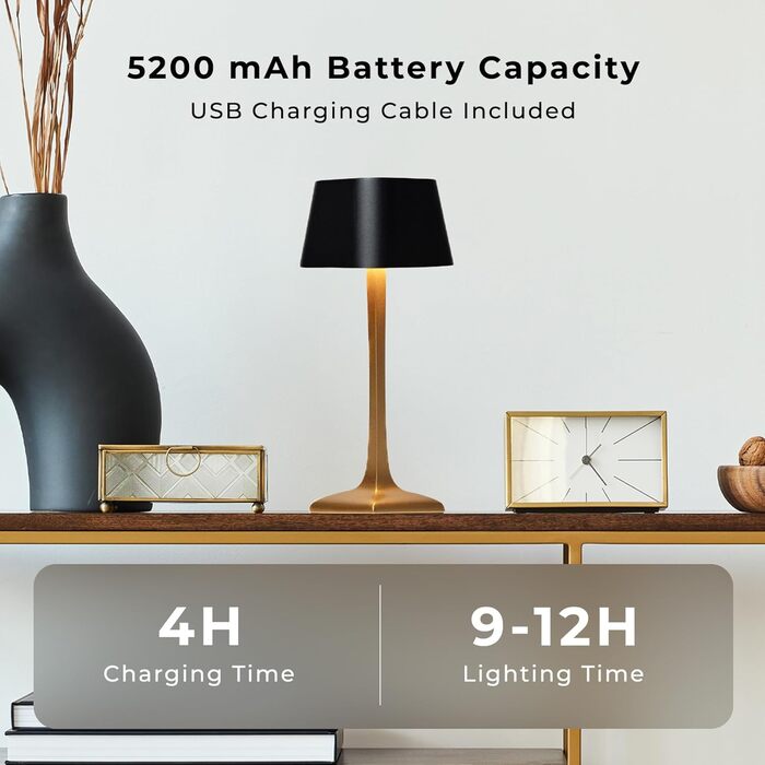 LED-лампа A CA MIA настільна, перезарядна, бездротова, з регулюванням яскравості, ідеальна для робочого столу, спальні, як нічник та для декору