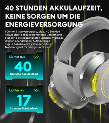 Бездротова ігрова гарнітура Edifier Hecate G5BT, акумулятор 36 год, два мікрофони, накладні, висока роздільна здатність, RGB, сірий