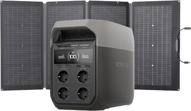 Електростанція EcoFlow DELTA 3 + 220W: портативна сонячна батарея 1024Wh, розширювана до 5kWh, для дому, кемпінгу та подорожей (відновлена)