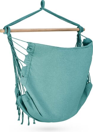 Підвісне крісло-гойдалка з подушкою 100x130x75 см, до 150 кг, для саду та дому, бохо стиль (Турквіс)