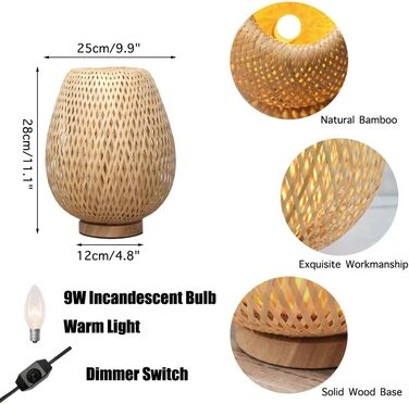Настільна лампа GUANSHAN з бамбукової тканини, стиль дзен, нічник для спальні/вітальні