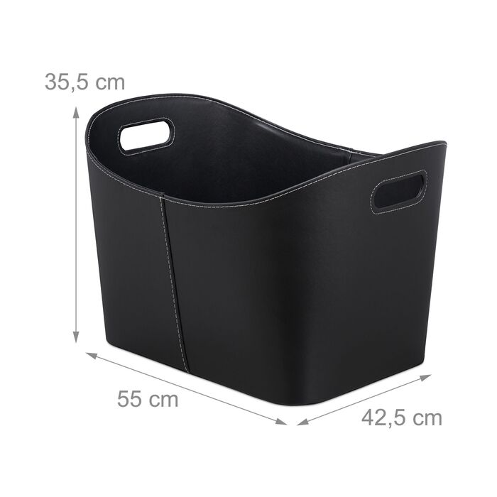 Кошик для дров Relaxdays, штучна шкіра, чорний