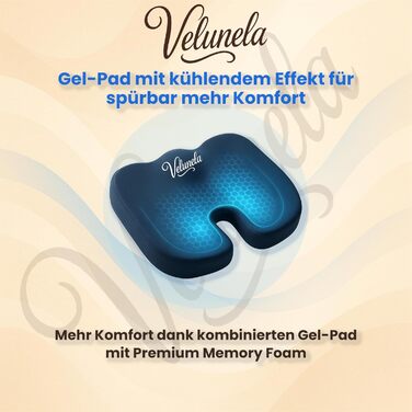Підкова для сидіння Ergonomisches IGR-сертифікована подушка з гелевою піною Memory Foam – зручна, знімає тиск, розслаблює м'язи та захищає спину – ідеально для офісу, авто та дому (Блакитна)