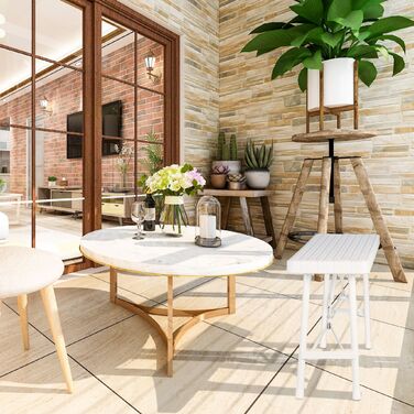 Набір з двох білих дерев'яних лавок Relaxdays