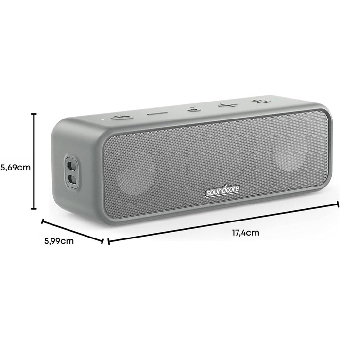 Soundcore 3 Bluetooth Портативна Колонка, Стерео Звук, Titan Membrana, PartyCast, BassUp, 24 год. Акумулятор, IPX7 Вологозахист, Індивідуальний EQ, для Дому, на Відкритому Повітрі, Сад (Чорний)
