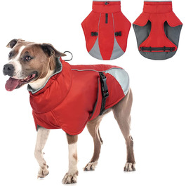 Зимова водонепроникна куртка для собак, жилет, вітрозахисна флісова куртка для собак, Одяг для домашніх тварин, світловідбиваюча зимова куртка з отвором для повідця (XXL, Червоний)