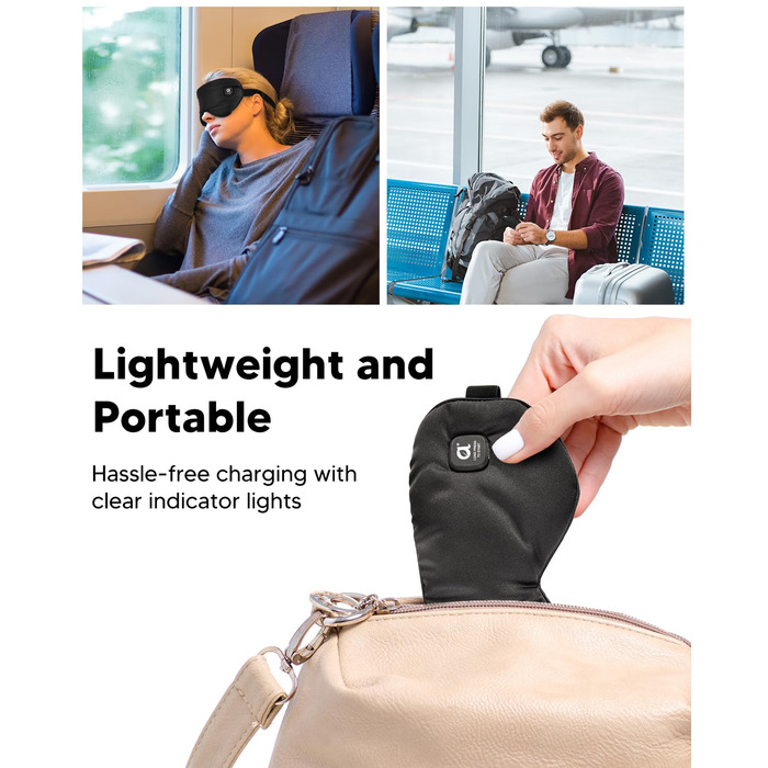 Окуляри-маска для очей Arboleaf з підігрівом: для сухих очей та кращого сну, 3 режими, знімна, для релаксації, чорний колір