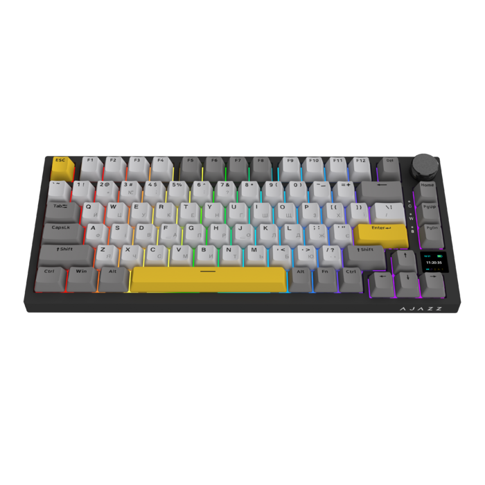 Бездротова механічна клавіатура Ajazz AK820 PRO 75% Flying Fish Switch Black RGB (AK820PRO-FF-BGY)